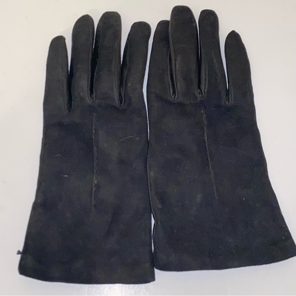 Vintage Montefusco Black Leather 100% Wool Lined Gloves Sz 8 Made in Italy - Picture 6 of 9